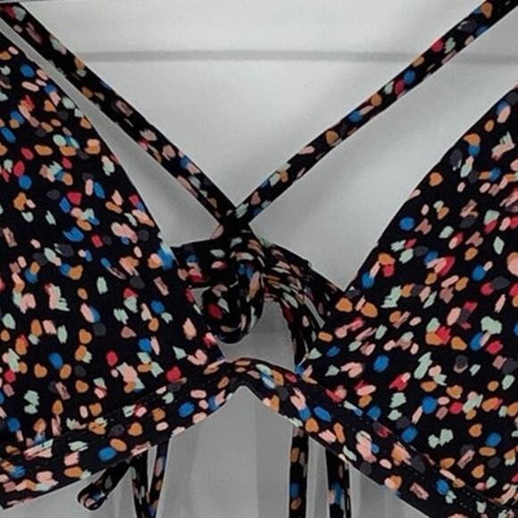 prAna Size L Black/Multi Alotta Dots Sunkissed Triangle Swim Top Strappy N13-2 - Picture 6 of 10